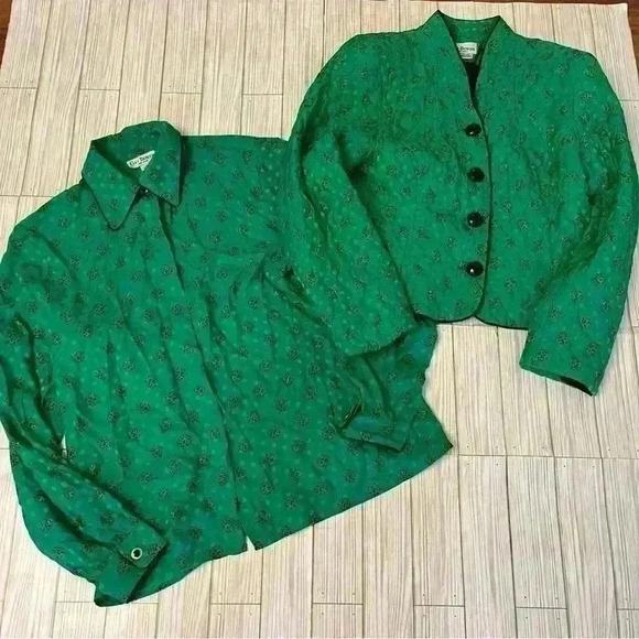 *not for sale* Vintage Gay Boyer Matching Silk Blouse and Quilted Jacket - Picture 1 of 10